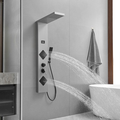 Black Nickel 2-Jet Rainfall Shower Panel System with Handheld Wand