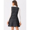 Allegra K Women's U Neck Plaid Tweed Mini Length Overalls Pinafore Dress - 3 of 4