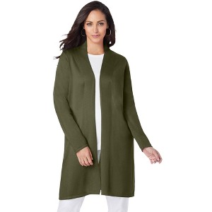 Jessica London Women's Plus Size Fine Gauge Cardigan Topper - 1 of 4