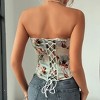 Retro Corset Print Chest Wrapped Fishbone Front Buckle Back Adjustable Strap Tight Corset - 2 of 3