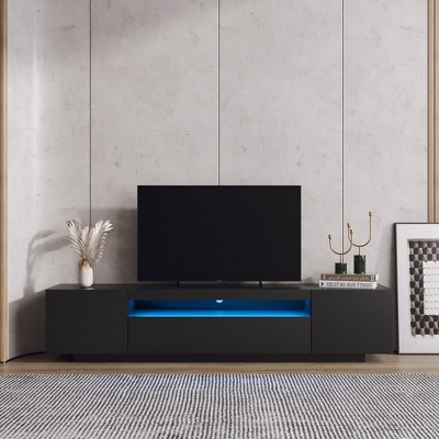 TV Stand With LED Lights Modern Entertainment Center Media Console Storage Cabinet With Storage Drawers