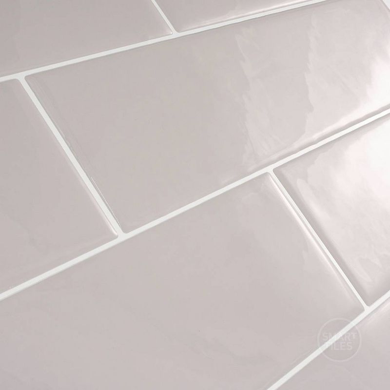 Smart Tiles 2pk Oslo XL Glossy Peel &#38; Stick 3D Tile Paper Backsplash Gray, 4 of 9