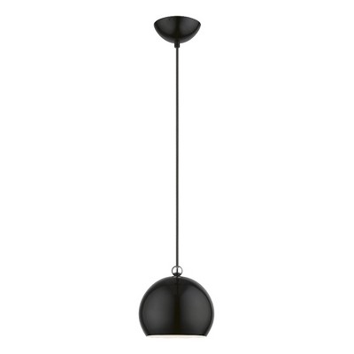 Livex Lighting Stockton 1 - Light Pendant in  Shiny Black/Polished Chrome
