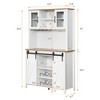 70'' Wine Bar Cabinet with Storage Hutch, Tall Coffee Bar Cabinet with Sliding Barn Doors, Bottle Glasses Rack, Farmhouse Coffee Bar - 2 of 4