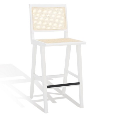 Hattie French Cane 45" Barstool in White & Natural Ash Wood