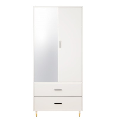 Keloyid White Wood 31.5 in. Armoire with 2 Drawers and 2 Shelves
