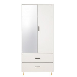 Keloyid White Wood 31.5 in. Armoire with 2 Drawers and 2 Shelves - 1 of 4