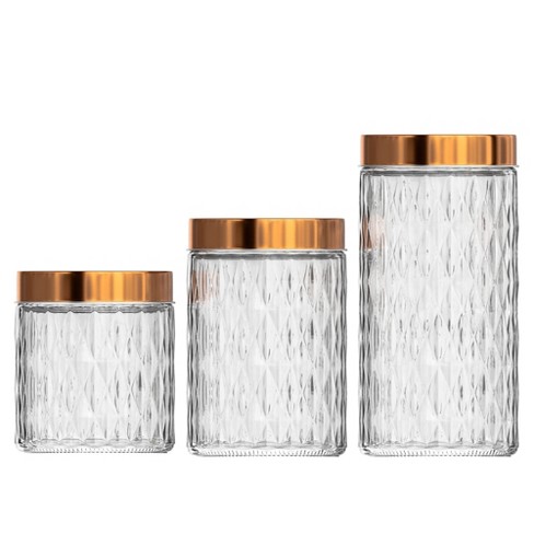 Amisglass Clotino Set of 3, Glass Kitchen Canister - Set of 3