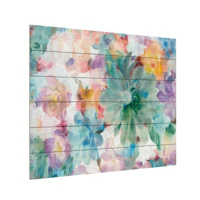 Danhui Nai 'Succulent Florals Crop' Wood Slat Art