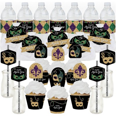 Big Dot of Happiness Mardi Gras - Masquerade Party Favors and Cupcake Kit - Fabulous Favor Party Pack - 100 Pieces