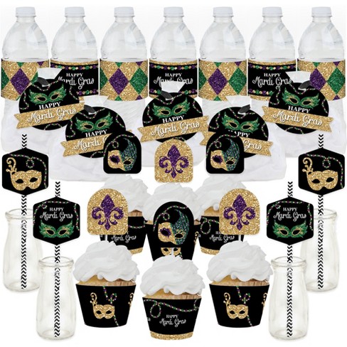 Masquerade Party Cups Disposable Set Lids and Straws Mask Ball 