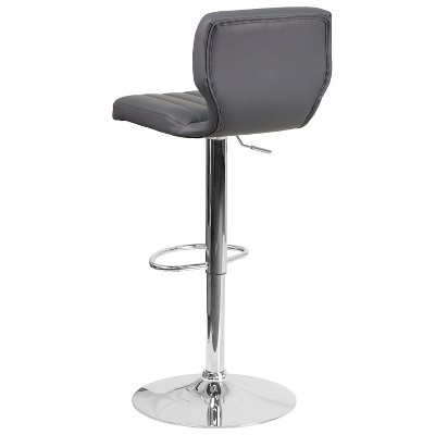 Elevate Gray Vinyl and Chrome Adjustable Swivel Barstool