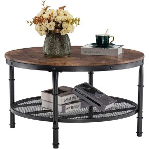 VINGLI Round Coffee Tables Living Room, 31.5" Wooden Coffee Table with Storage - 1 of 4