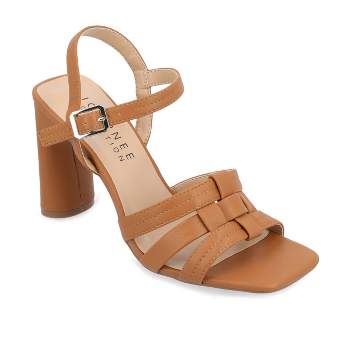 Journee Collection Womens Gibssen Ankle Strap Covered Block Heel Sandals