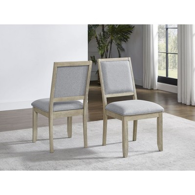 Solid Asian Hardwoods and Fabric Armless Side Chair (Set of 2) with 5" Memory Foam, Kiln-Dried Wood, and Hand-Stained Wheat Finish