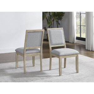 Solid Asian Hardwoods and Fabric Armless Side Chair (Set of 2) with 5" Memory Foam, Kiln-Dried Wood, and Hand-Stained Wheat Finish - 1 of 4