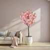 Cherry Blossom Artificial Tree Tall Realistic Fake Tree with Pink Silk Blossoms & Leaves, Indoor Decor for Home, Living Room, Office, Gift, Pink - 4 of 4