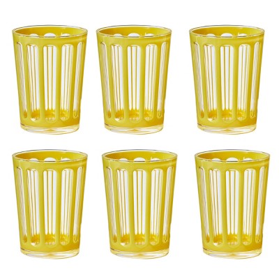 TAG Villa 22 oz Yellow Acrylic Double Old Fashion DOF BPA-Free, Dishwasher Safe, Durable Drinkware Set of 6