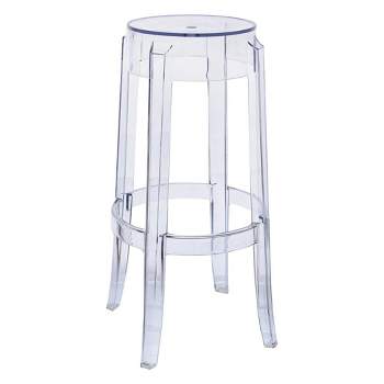 LeisureMod Averill Modern Barstool with Clear Acrylic Seat and Legs (Single)