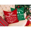 Set of 4 Farmhouse Christmas Pillow Covers 18x18 Set of 4 Winter Holiday Decorations, Red Green - 4 of 4