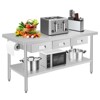 Stainless Steel Workbench with Drawers & Paper Towel Holder, Heavy-Duty Metal Prep Table for Kitchen, Garage, Commercial, Silver - 3 of 4
