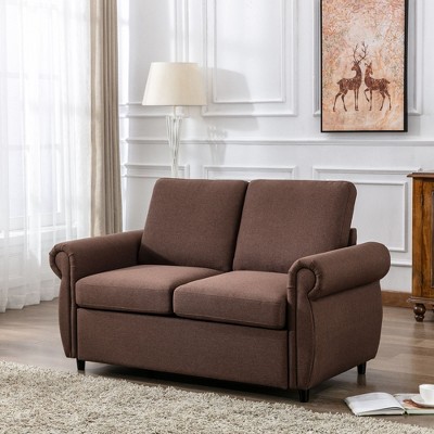 NicBex Convertible Sleeper Chair,57.5" Modern Pull-out Sofa Bed with Adjustable Backrest,2-in-1 Couches with Foam Mattress for Living Room,Brown