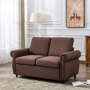NicBex Convertible Sleeper Chair,57.5" Modern Pull-out Sofa Bed with Adjustable Backrest,2-in-1 Couches with Foam Mattress for Living Room,Brown - 1 of 4