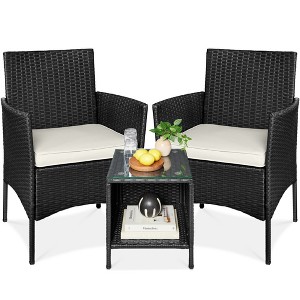 Best Choice Products 3-Piece Outdoor Wicker Conversation Patio Bistro Set, w/ 2 Chairs, Table - 1 of 4