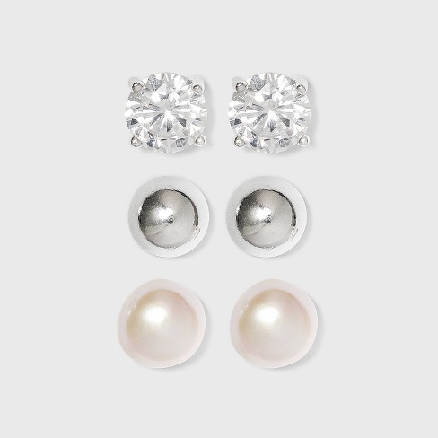 Gold Pearl & Diamante Stud Earring Pack