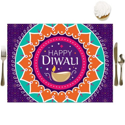 Big Dot of Happiness Happy Diwali - Party Table Decorations - Festival of Lights Party Placemats - Set of 16