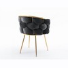GustoWave 28'' Velvet Accent Chair with Gold Legs, Leisure Velvet Single Sofa Chair, Lazy Person Household Dresser Stool, Black - 3 of 4