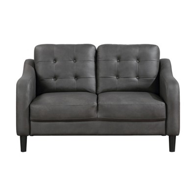 TiramisuBest Gray Microfiber Loveseat, Button Tufted Upholstery, Contoured Arms, Solid Wood Frame, Casual Living Room Sofa Couch
