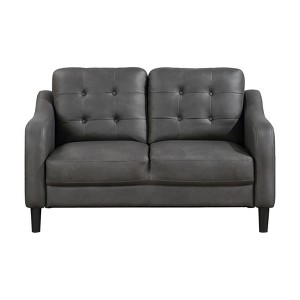 TiramisuBest Gray Microfiber Loveseat, Button Tufted Upholstery, Contoured Arms, Solid Wood Frame, Casual Living Room Sofa Couch - 1 of 4