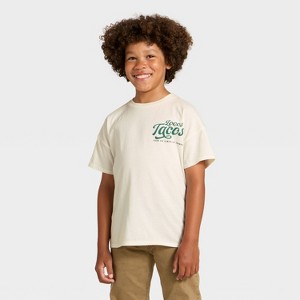 Grayson Threads Kids Boys' Short Sleeve 'Locos Tacos' Oversized Graphic T-Shirt - Off-White - 1 of 4