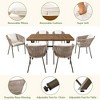 CAVINAS Dining Table Set for 7 Acacia Wood Tabletop Outdoor Table Metal Frame Outdoor Table and Chairs with 6 Chairs for Terrace, Garden - 4 of 4