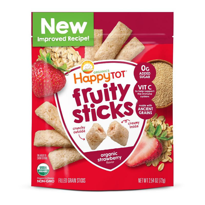 HappyTot Fruity Sticks Strawberry Baby Snacks - 2.54oz, 1 of 5