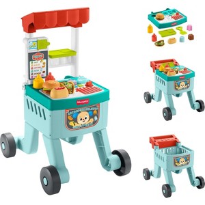 Fisher-Price Baby Push Toy 4-in-1 Snack Cart Walker Learning Activity, 14 Pieces for Pretend Play Infants Ages 6+ Months - 1 of 4