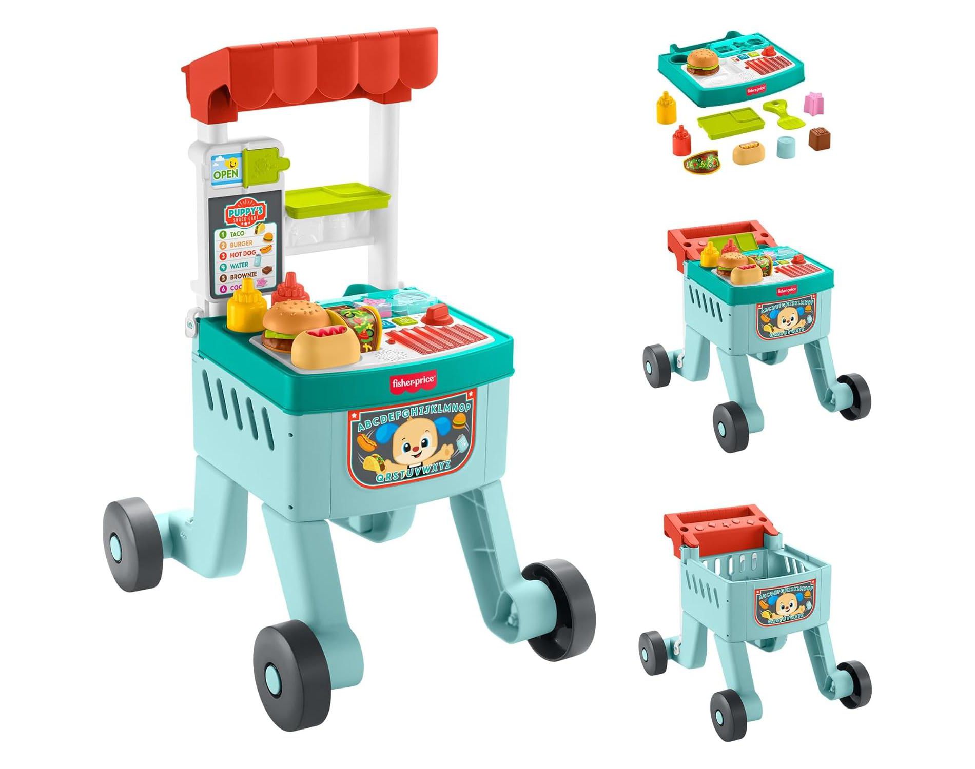 Fisher-Price 4-in-1 Snack Cart Walker Learning Push Toy