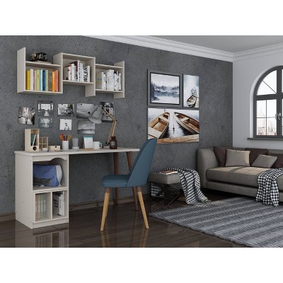 Hampton 54'' Off-White Mid-Century Modern Home Office Desk