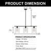 DORESshop 3-Light Black Industrial Island Pendant Light Fixtures, Linear Chandelier with Clear Glass Shade(Bulb Included) - 4 of 4