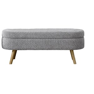 Itopfox Oval Storage Bench, Linen Fabric Upholstered Entryway Ottoman with Solid Wood Legs, Indoor Bench for Living Room, Bedroom, or Entryway - 1 of 4