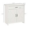 Farmhouse Sideboard Buffet Cabinet, Barn Door Style Kitchen Cabinet, 32inAccent cabinet for Kitchen, Living Room or Entryway, White Wash - 3 of 4