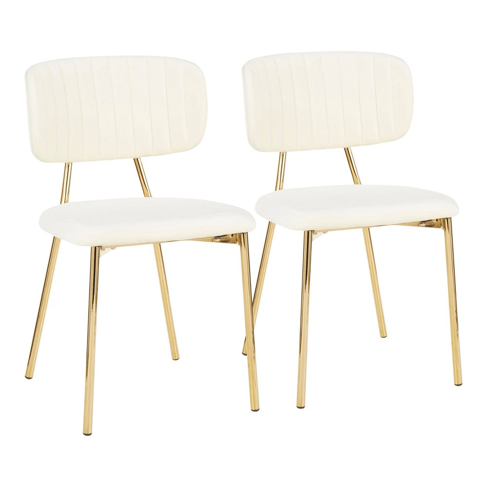 Set of 2 Bouton Contemporary Glam Chair Cream - LumiSource