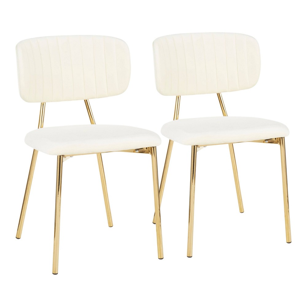 Photos - Chair Set of 2 Bouton Contemporary Glam  Cream - LumiSource