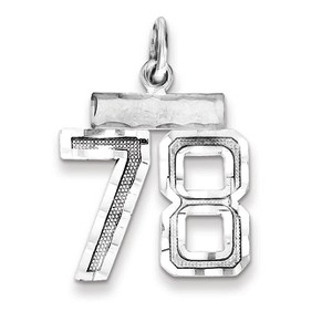 Black Bow Jewelry Sterling Silver, Varsity Collection, Small D/C Pendant, Number 78 - 1 of 4