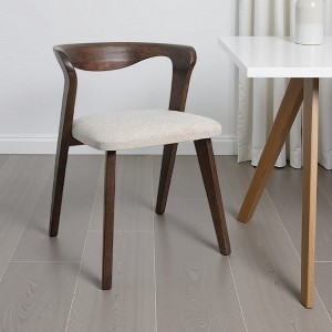 Royal Hampton Dining Side Chair Set of 2, Ivory Seat, Walnut Brown Rubberwood - 1 of 4