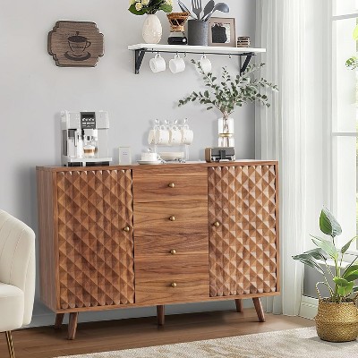 47.2" W Sideboard Buffets Cabinet with 4 Drawers, Buffets Cabinet with Storage, Wood Farmhouse Buffet Cabinets with 2 Door