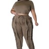 Slickblue Plus Crop Top Two-Piece Set with Elastic Waist Drawstring Pants, Berry/Mocha/Salmon, Size 1XL-3XL - 2 of 4