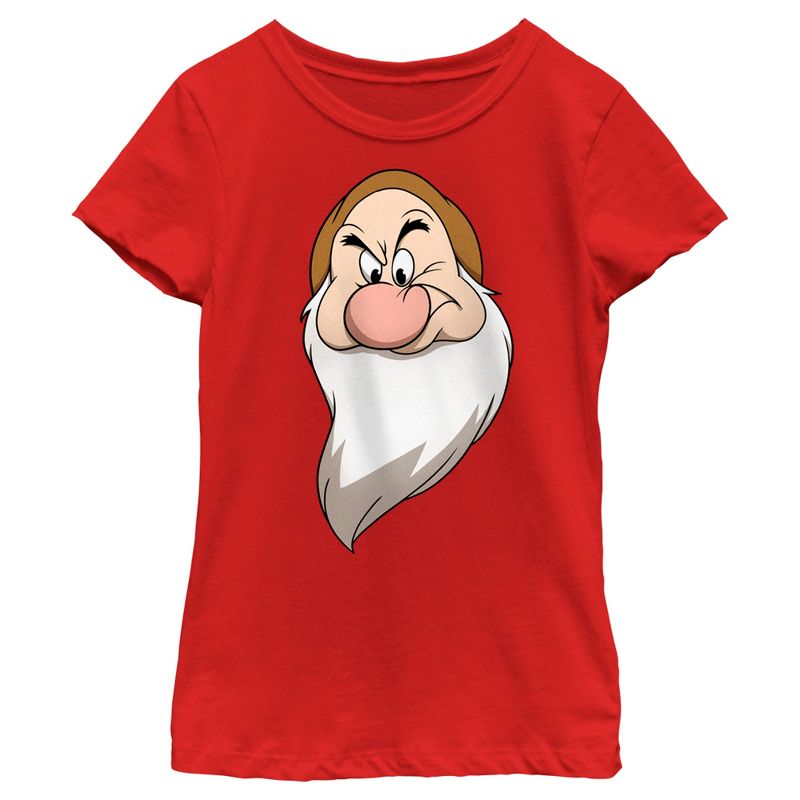 Girl's Snow White and the Seven Dwarves Grumpy's Face T-Shirt, 1 of 6