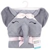 Hudson Baby Infant Girl Cotton Animal Face Hooded Towel, Flower Elephant, One Size - 2 of 2